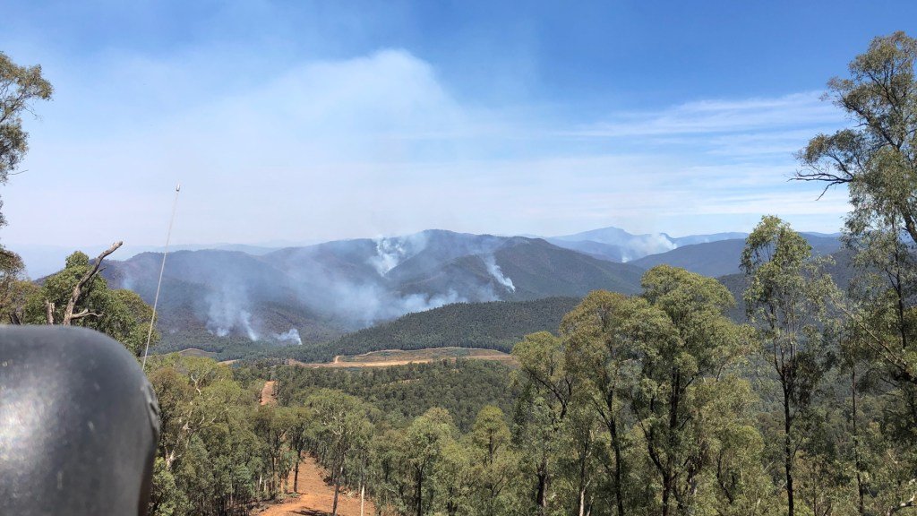 Bushfire near Moyhu that Sampson's brigade fought on January 11 (Photo Courtesy of Moyhu Fire Brigade)