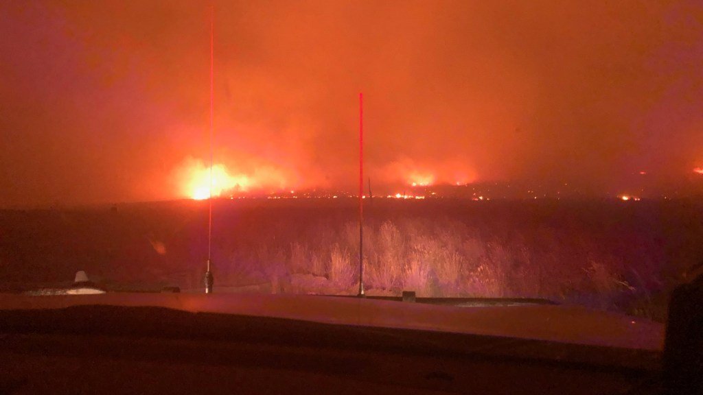 Bushfire near Moyhu that Sampson's brigade fought on January 13 (Photo Courtesy of Moyhu Fire Brigade)